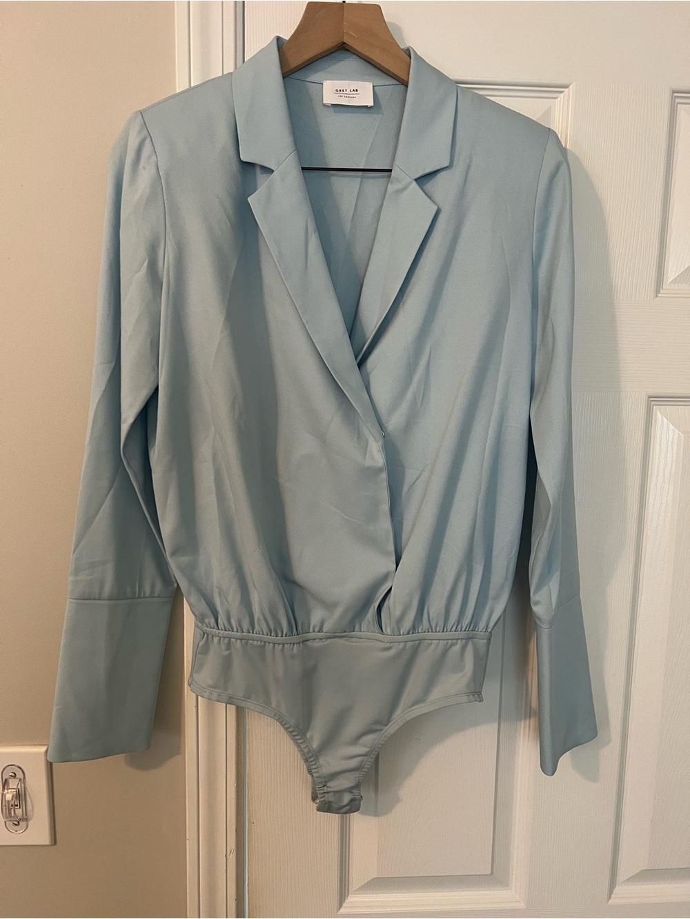 NWOT Anthro Grey Lab Light Blue Womens Collared Bodysuit